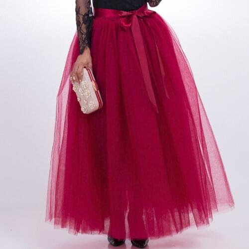 Fluffy High Waist Long Pleated Skirts Womans Runway Fashion Ball Gown Vintage Party Lolita Tulle Tutu Skirts For Wedding
