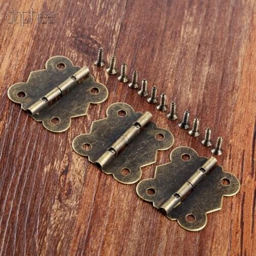 Dophee 10/20pcs Stainless Steel Hinge Golden for House Cabinet Furniture Hinge Dollhouse Miniature Closet