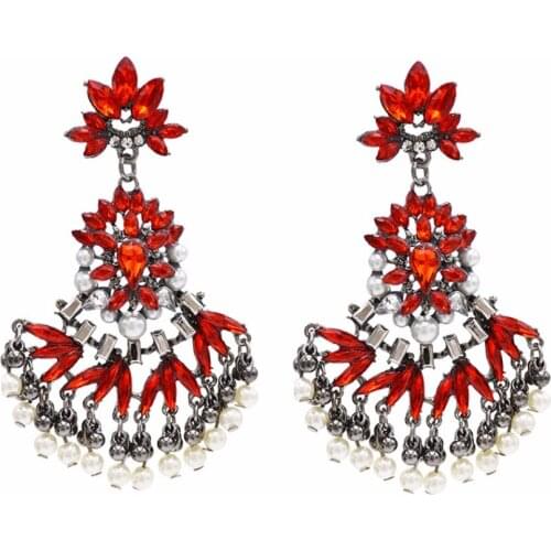 Elegant Imitation Pearl Long Drop Earrings Crystal Beaded Statement Earrings Wedding Cocktail Party Jewelry Charm Big pendientes