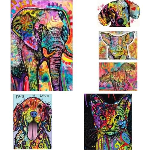 Canvas Painting Watercolor Painting Abstract Animal Cat Pig Posters and Prints Wall Art Picture For Living Room Home Decoration