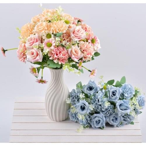 7 Fork Simulation Rose Flower Bouquet Wedding Hand Bouquet Home Decoration Artificial Flower Valentines Day Gifts Fake Flowers