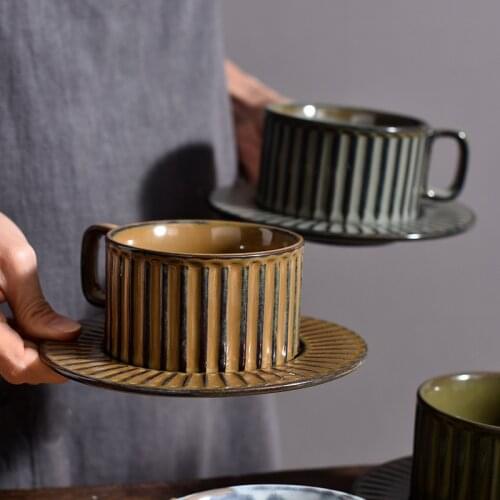 Retro Ceramic Coffee Cup And Saucer Set Creative Cup Afternoon Tea Latte Cup Coffee Cup