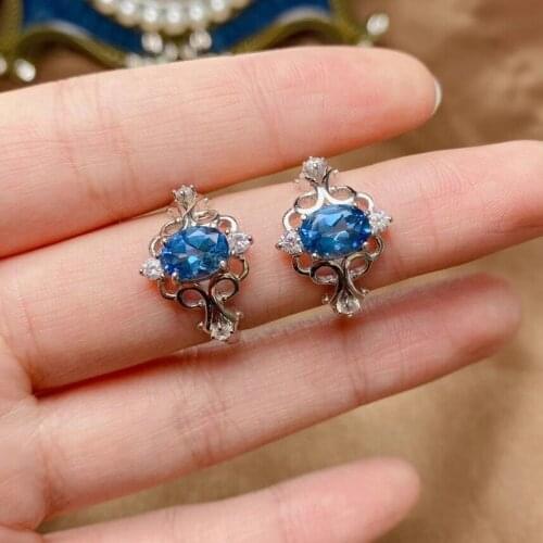 Classic 925 Silver Topaz Ring for Engagement 6mm*8mm VVS Grade Natural Topaz Silver Ring Sterling Silver Gemstone Ring