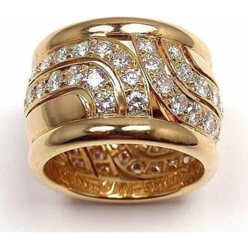 Classic Gold Zircon Ring Bridal Wedding Ring Engagement Jewelry Anniversary Jewelry Promise Ring Couple Ring Gifts