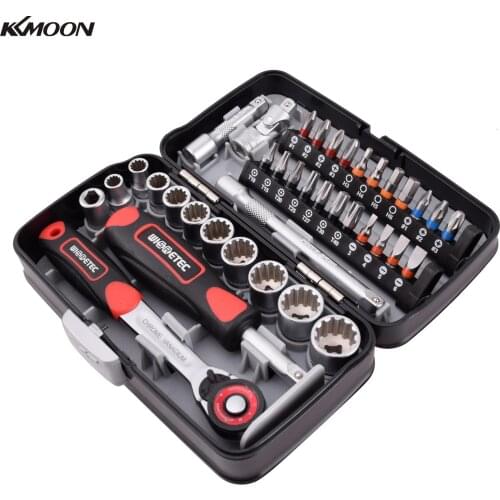 KKMOON 38pcs Portable Mini Ratchet Wrench Set 1/4" Socket Screw Bits Kit Bike Maintenance Repair Hand Tool