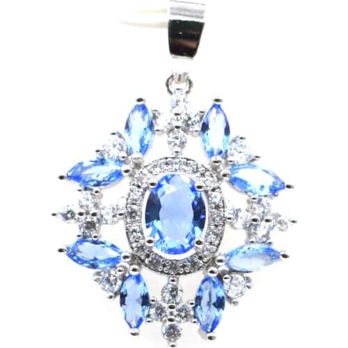 34x25mm Beautiful Star Shape Created Pink Tourmaline Violet Tanzanite For Ladies Fine Jewelry Silver Pendant Eye Catching