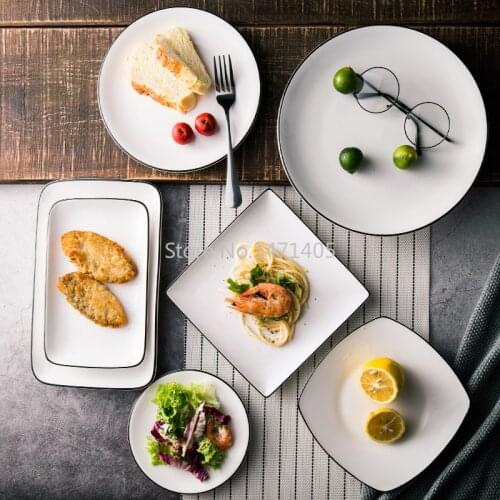 Creative Western Food Plate Steak Nordic Tableware Japanese White Ceramic Net Red Home Dinner Plate Breakfast Plate