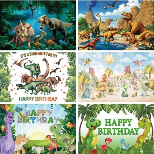 Laeacco Jurassic Park Themed Dinosaur Jungle Birthday Party Backdrop For Photography Customized Photo Background Photo Studio