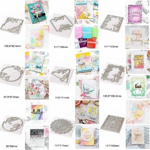 Metal Cutting Dies Flower Hollowed Leaves Square Round Frame DIY Scrapbook Craft Handmade Decorate Cards Emossing Paper Stencils