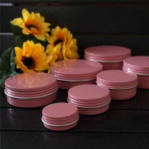 15/30/50/60/80/100/150g pink round aluminum box metal tin cans DIY cream refillable jar tea Aluminum Pot empty pink containers