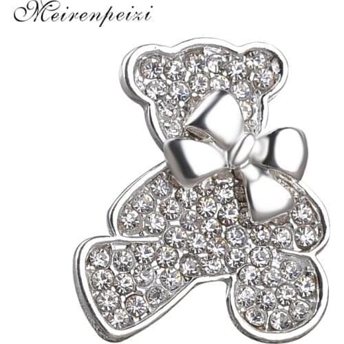 100pcs Rhinestone Bear Brooches For Women Enamel Hat Bow Tie Bear Christmas Animal Brooch Pin Gifts