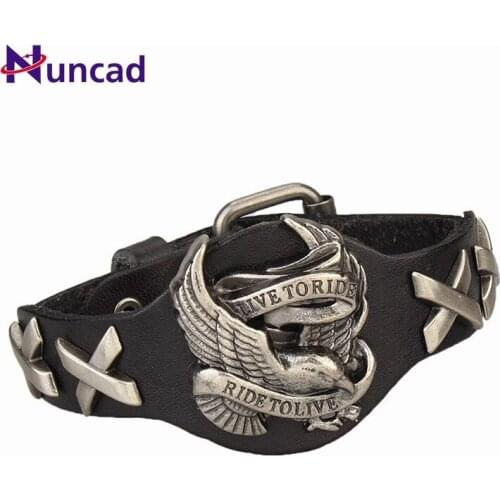 2019 Punk Jewelry Creative Europe and America Leather Bracelet Rivet Fashion Mens Eagle Bracelet