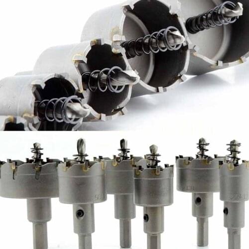 6pcs Carbide Tip HSS Drill Bit Hole Saw Set Stainless Steel Metal Alloy 22/30/35/45/50/65mm Metalworking Marble Drill Bits Tool