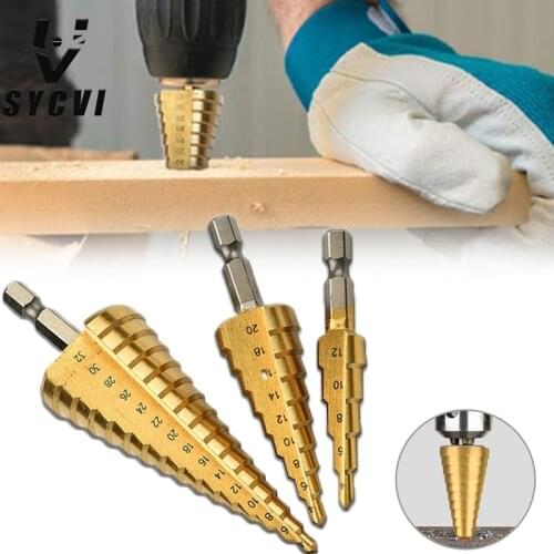 3-12mm 4-12mm 4-20mm HSS Straight Groove Step Drill Bit Set Titanium Coated Wood Metal Hole Cutter Core Drill Bit Set
