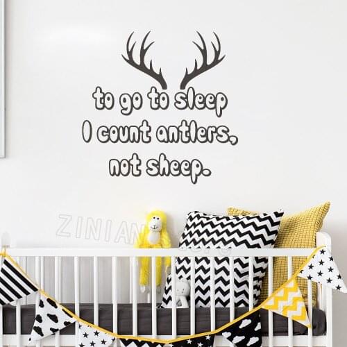 Hunting Wall Decal Quote I Count Antlers Not Sheep Nursery Vinyl Wall Stickers Childrens Decoration Kids Room Wall Decor Z447