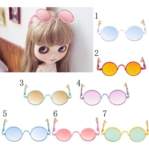 New Arrivals Pair Retro Hippy Round Frame Glasses Eyewear for 1/6 Blythe SD BJD Dolls Dollfle Fancy Party Dolls Accessories