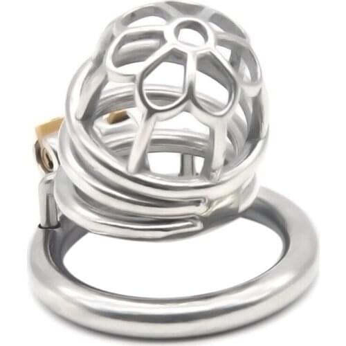 New Mens Metal Penis Lock CB Chastity Cage 40/45/50mm Round Ring Plum Blossom Head Penis Birdcage Alternative Sex Toys for Men