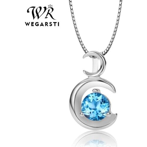WEGARSTI 925 Silver Jewelry Color Crystal Gemstone Necklace Pendant For Women AAA Zircon Pendant S925 Sterling Fine Jewelry