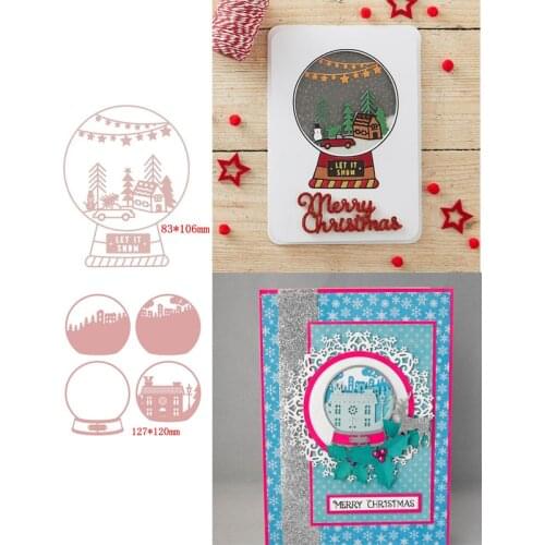 Merry Christmas Crystal Ball Snow Tree Building Car Decor Metal Cutting Dies Scrapbooking Album Paper DIY Cards Crafts New 2019