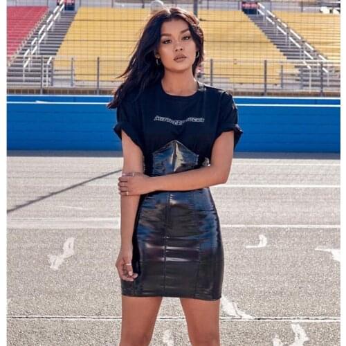 Echoine Bodycon PU Leather Mini Dress Skinny Sexy Women Party Club Dresses