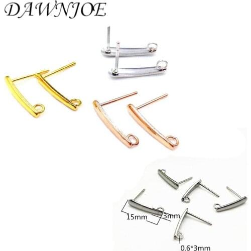 30pcs Stainless Stee 3*15mm Polygonal Fashion Stud Earrings Base DIY Making Drop Earrings Jewelry Accessories Finding