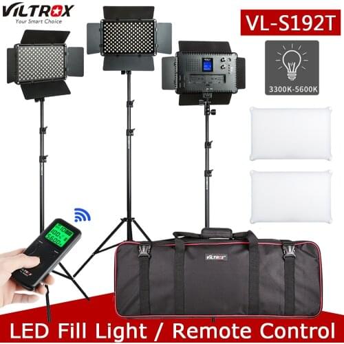 VILTROX VL-S192T LED Video Light Bi-color Dimmable Wireless Remote Panel Lighting Kit + 1.8m Light Stand for Studio Shooting