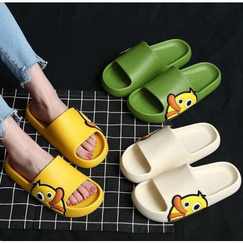Outdoor summer beach sandals thick-soled fish mouth slippers non-slip slippers cute soft-soled little yellow duck slippers