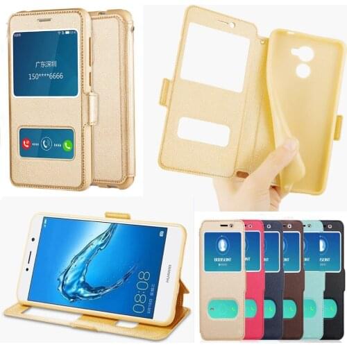 Stand Vintage Flip Leather Case & Silicone Back Case For Huawei Y7 Prime 2018 Huawei Y7 Prime 2017 With View Window Case
