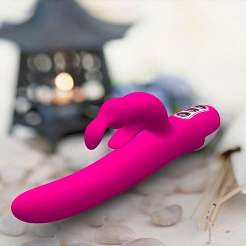 High Quality Dual Strong Vibration Rabbit Head USB Rechargeable Rotating Beads Rod Silicone Waterproof Shocking &Rotating