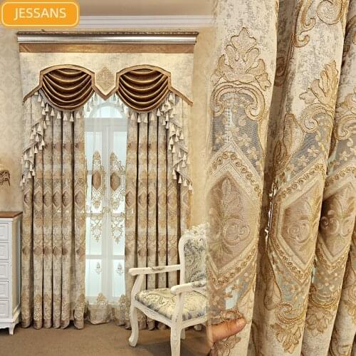 European-style High-end Embroidered Window Screen Curtains for Living Room Bedroom Bay Window Valance Customization