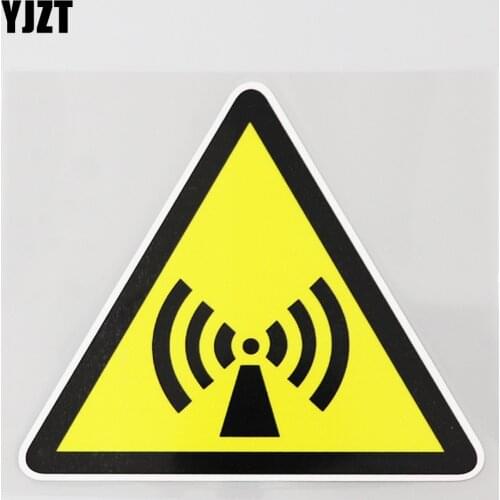 YJZT 12.2CM×10.7CM Non Ionizing Radiation Warning Caution PVC Car Sticker Decal 12C-0424