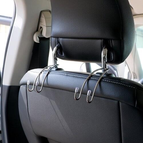1 Pair Car Hanger Organizer Holder Auto Fastener Clip Car Seat Back Clips Handrest Hook for Bag Purse Stainless Steel
