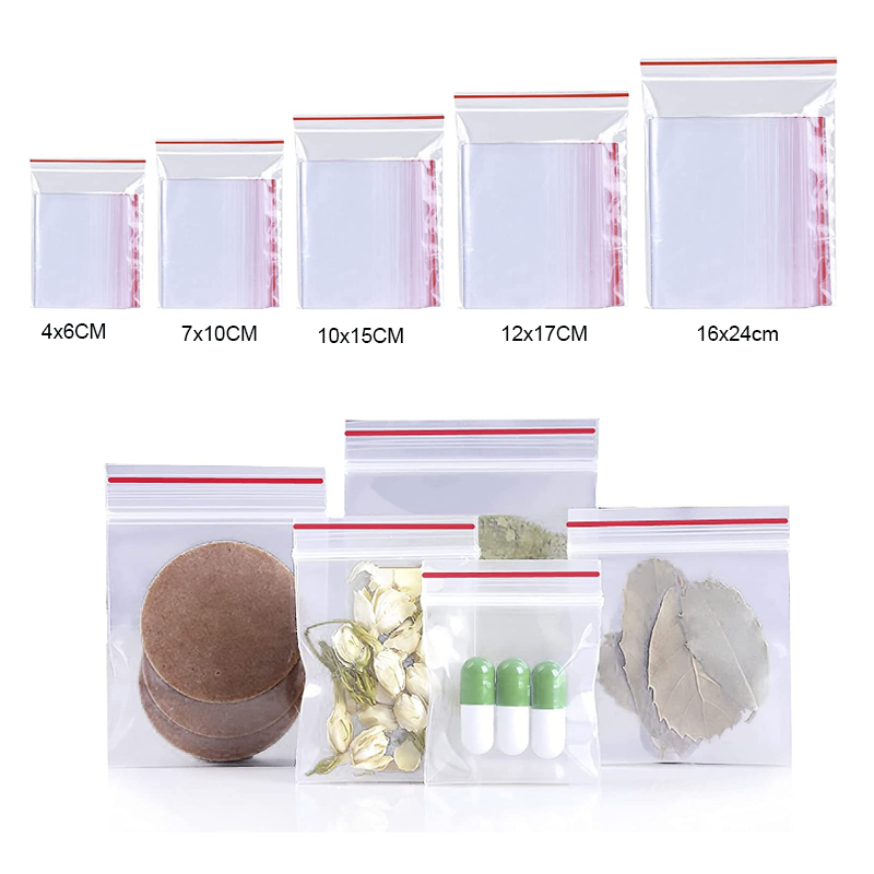 100 pcs / Lot Ziplock Jewelry Zip With Lock Reclosable Plastic Bags Poly Clear