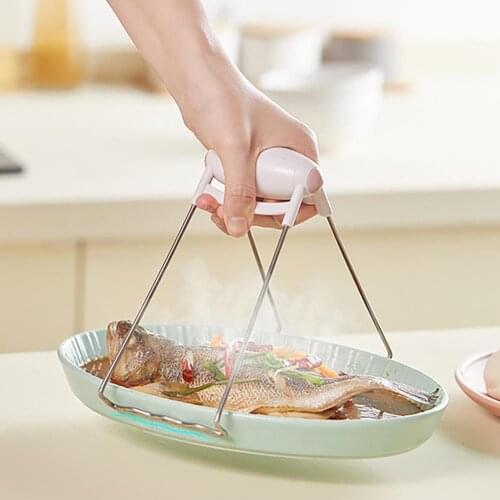 2Pcs/Set Practical Bowl Clip Ergonomic Design Dish Gripper Anti-Scalding 304 Stainless Steel Hot Dish Bowl Gripper Kitchen Tools