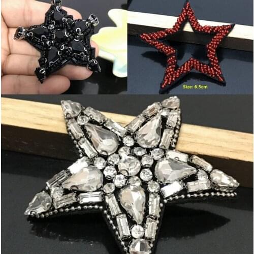 5pcs/lot Star Beaded Patches Sew on Patches Badges for Clothes Jeans Jackets Vest Shoe bag decoration