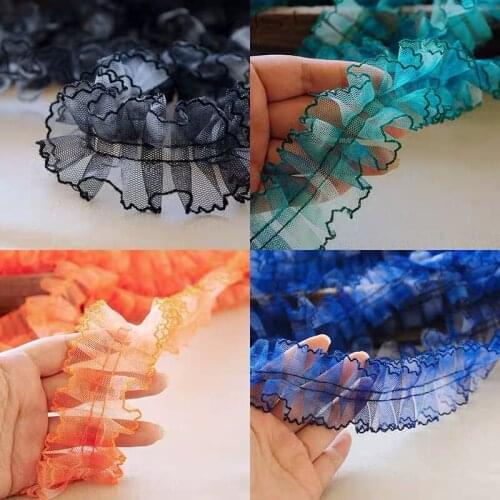 5 cm wide Ruffled Trim Lace For Doll Dress For Sexy Costume Pleated Lace Trim Embroidered Ribbon Dress Sewing Supplies
