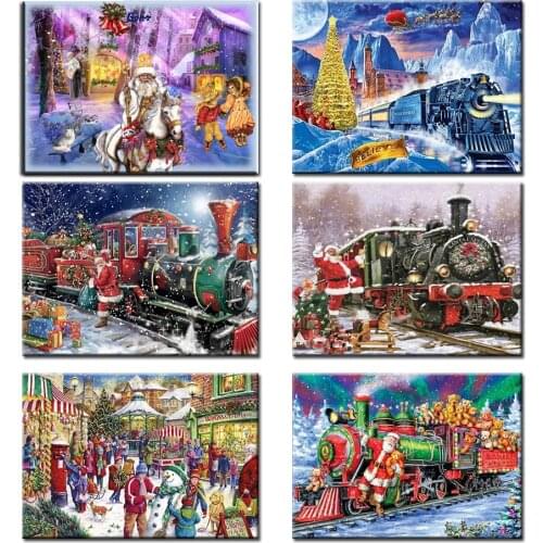 5d DIY Diamond Embroidery"Train Bear"Mosaic Full Drill Diamond Painting Handicraft Christmas Santas Gift Home Decor N2306