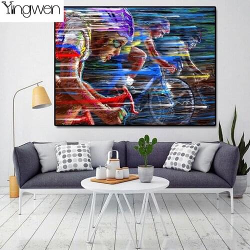 Full Diamond Embroidery Cyclist Tournament Picture Diamond Painting Game Cross Stitch Diamond Mosaic Rhinestones Wall Stickers