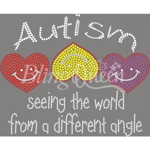 BlingQueen 25PCS/LOT Iron On Rhinestone Bling Transfers Autism Designs
