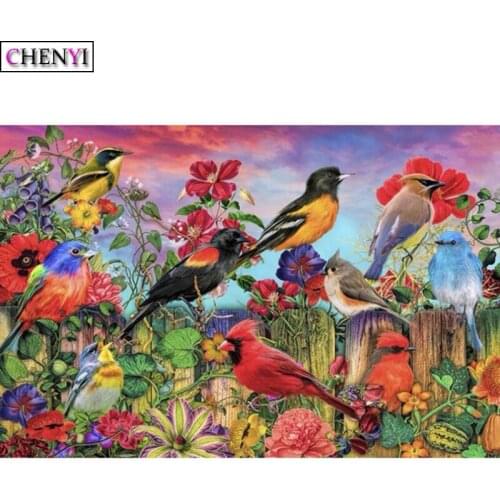 CHENYI 5D Diamond Painting Birds And Flowers Full Square Diamond Embroidery Cross Stitch Rhinestone Mosaic Bedroom Kitchen Decor