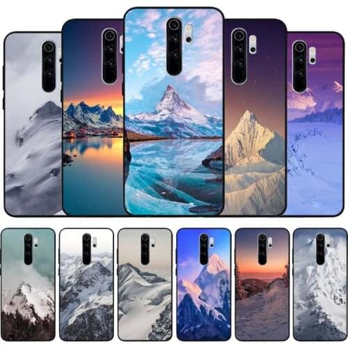 Snowy Mountain Landscape black Silicone Phone Case For Redmi note 9 8 7 Pro S 8T 7A Cover