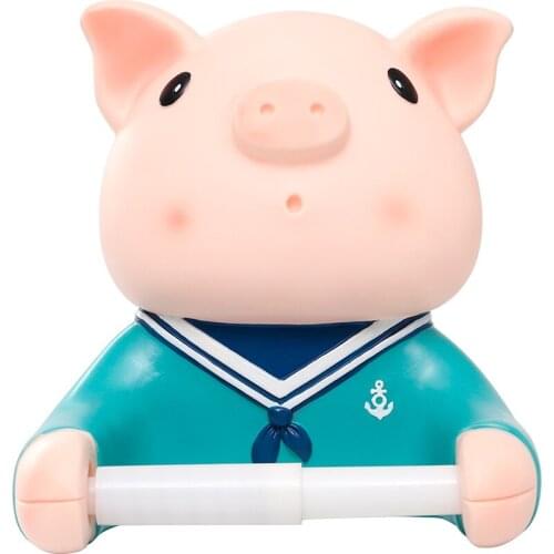 Roogo Bathroom Supplies Tissue Holder Cartoon Home Decoration Accessories Pig Bear Eco Friendly Resin Toilet Paper Stand