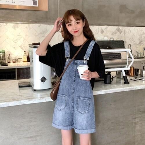 Elegant Women Denim Blue Jumpsuit Shorts Summer Clothing 2021 Overalls Romper Girl Party Beach Jeans Preppy Style Casual School