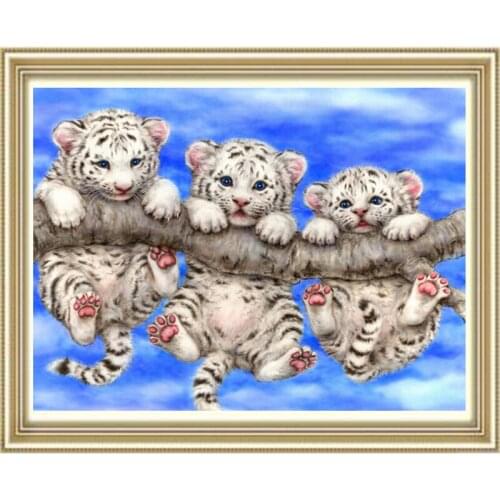 Cute Tiger 5D Diamond Painting Full Round Diamond Mosaic Picture Of Rhinestones Embroidery