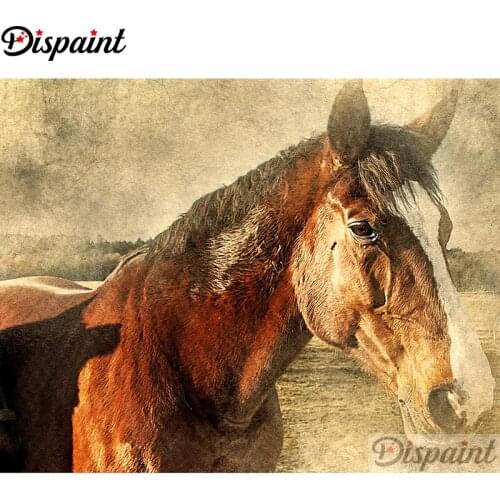 Dispaint Full Square/Round Drill 5D DIY Diamond Painting "Animal horse scenery" Embroidery Cross Stitch 5D Home Decor A11498