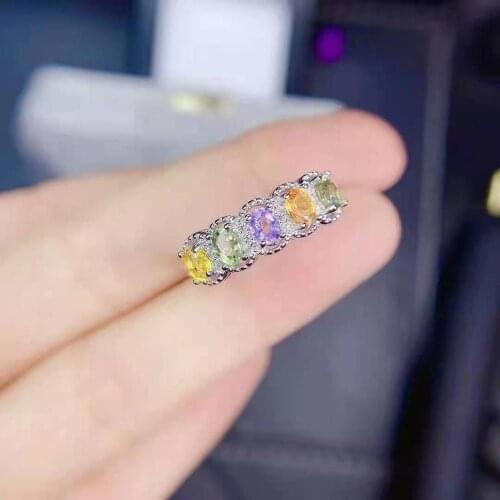 Natural Color Sapphire Ring S925 Sterling Silver Fine Fashion Charming Jewelry for Women Free Shipping MeiBaPJFS