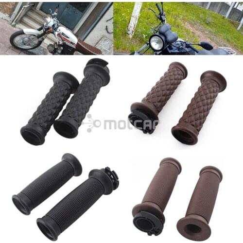 Brown 7/8'' Hand Grip Handlebar W/ Open Bar for Honda Suzuki Kawasaki Triumph Royal Enfield Cafe Racer Bobber Clubman Custom