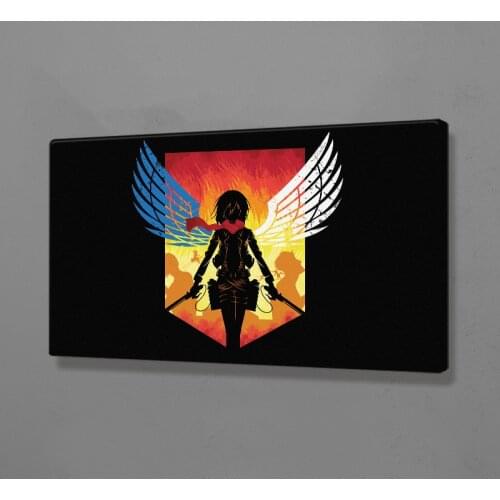 Mikasa Ackerman Attack on Titan Anime Poster Wooden Frame Canvas Wall Art Decoration Prints Dorm Bedroom Decor Framed Painting