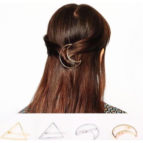 Fashion Popular Moon Shape Hairpins Metal Women Lady Girls Triangle Barrette Hair Clip Hair Accessories Girl Gift Decorations