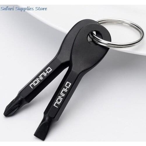 1set Stainless Steel Multi Tools Key Ring EDC Screwdriver Set Pocket Outdoor Tool Set Multitools Keychain Sliver Black